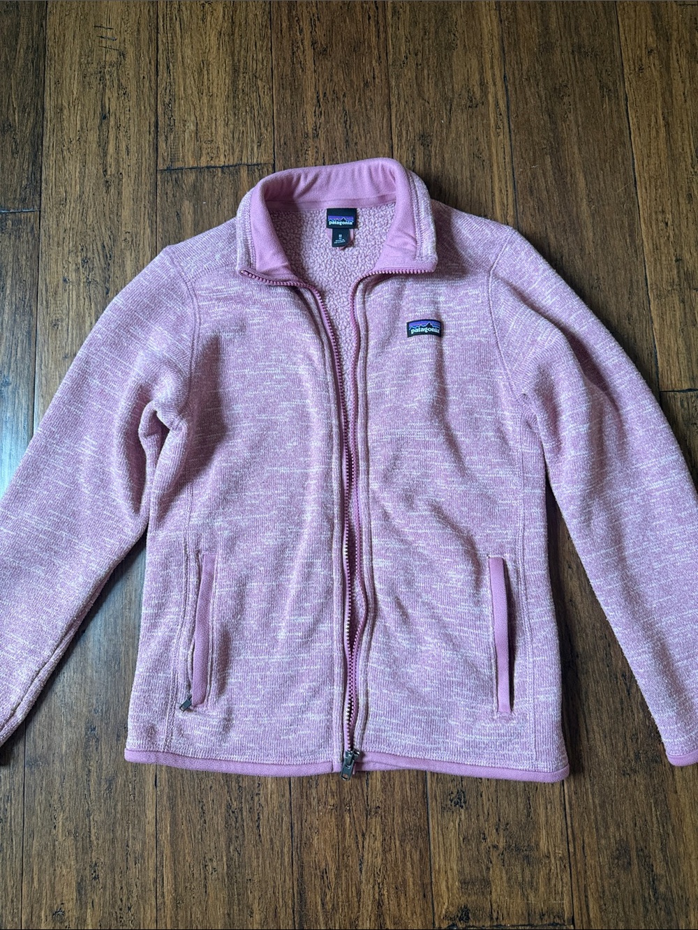 Patagonia Kids Pink Heather Full-Zip Fleece Jacket
